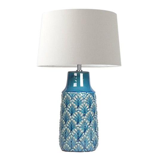 Lámpara de sobremesa cerámica celeste con textura