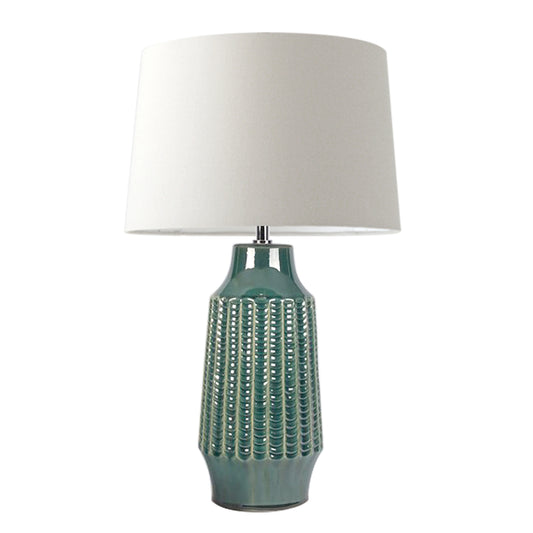 Lámpara de sobremesa cerámica turquesa con textura