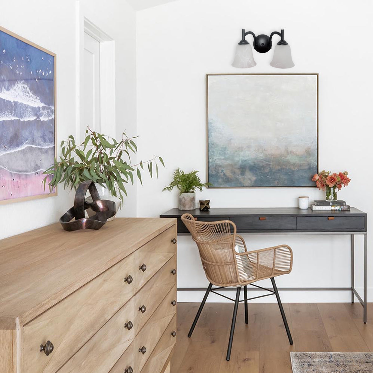 Lámpara aplique doble con tulipa de vidrio