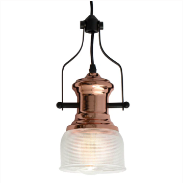 Lámpara Colgante Cobre Vidrio Vintage
