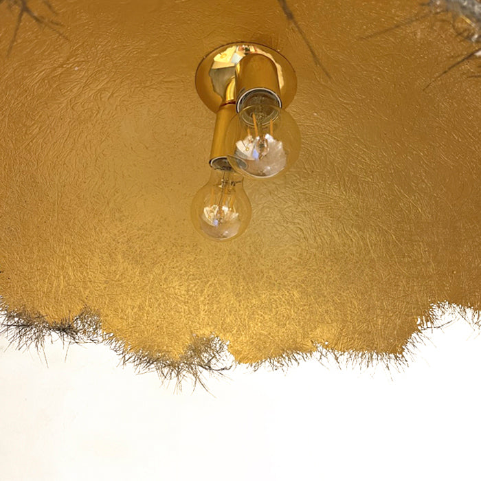 Lámpara colgante campana tela negra oro Ø 50