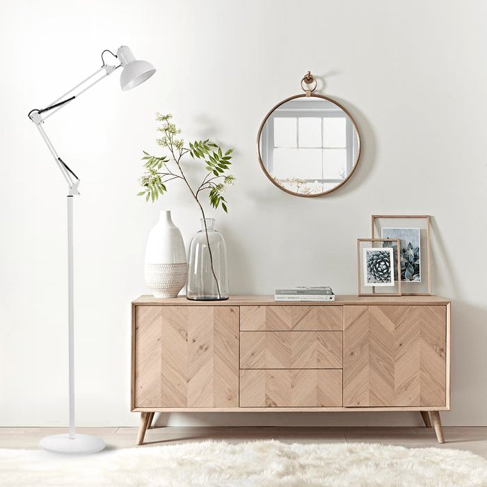 Lámpara de pie ajustable blanca