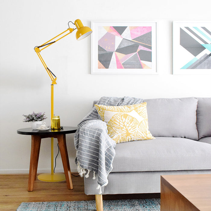 Lámpara de pie ajustable amarilla