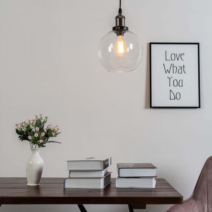 Lámpara colgante vintage vidrio bronce