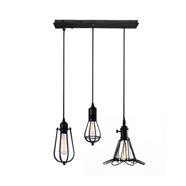 Lámpara colgante tres cabezales vintage