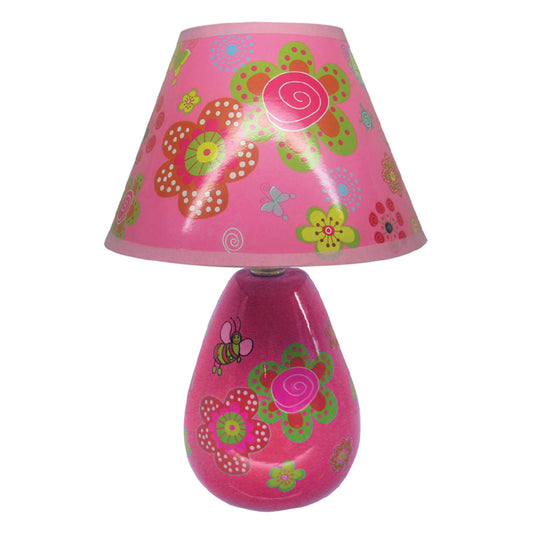 Lámpara de velador flores rosadas