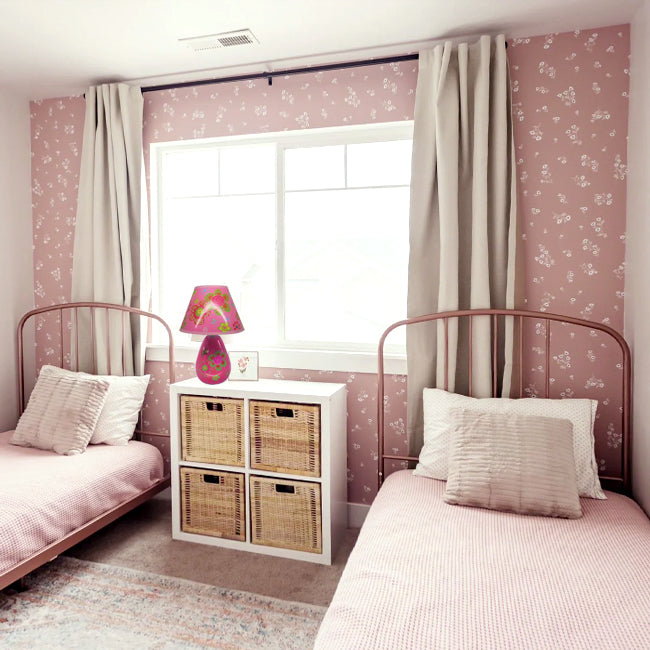 Lámpara de velador flores rosadas