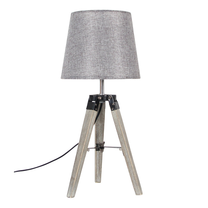 Lámpara sobremesa madera gris