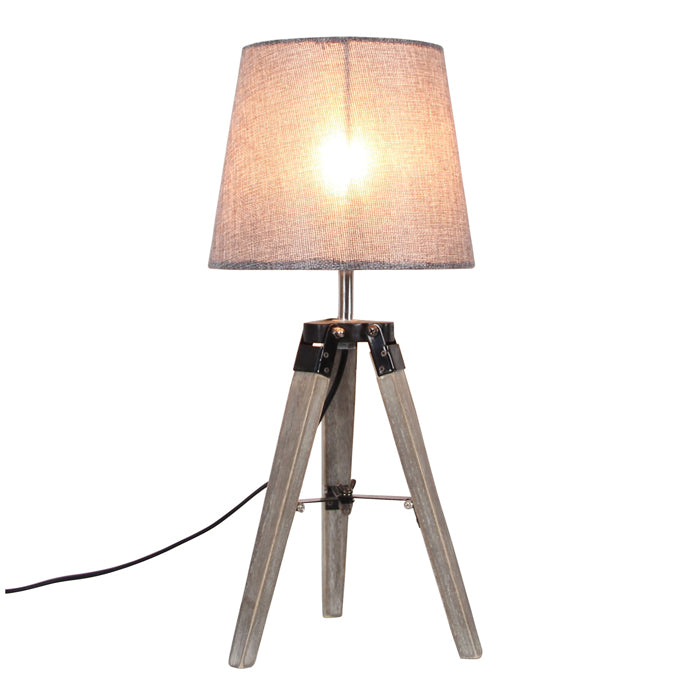 Lámpara sobremesa madera gris