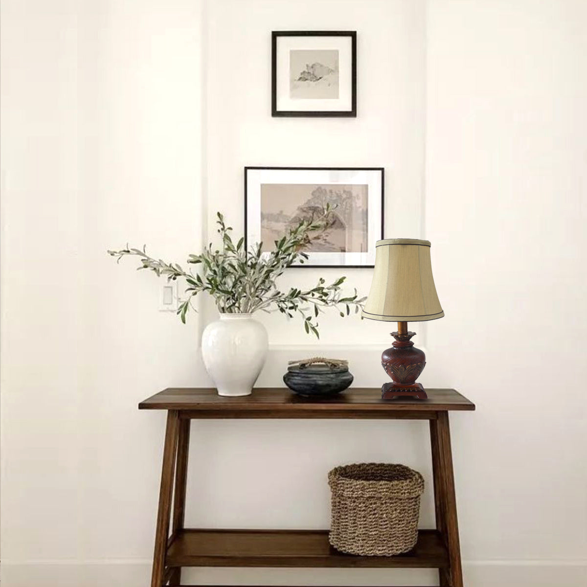 Lámpara de sobremesa clásica rojo envejecido