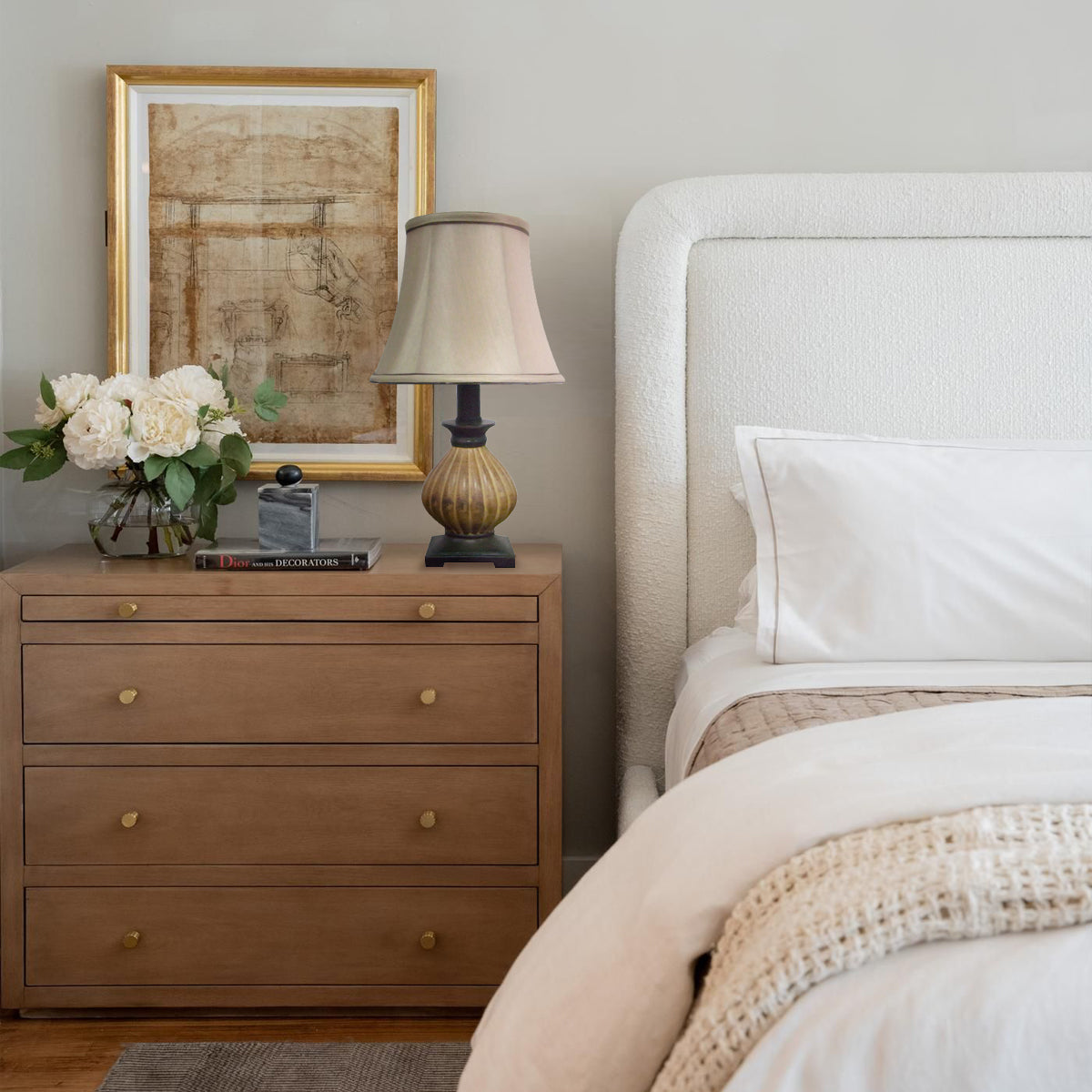 Lámpara de sobremesa clásica negra beige envejecida