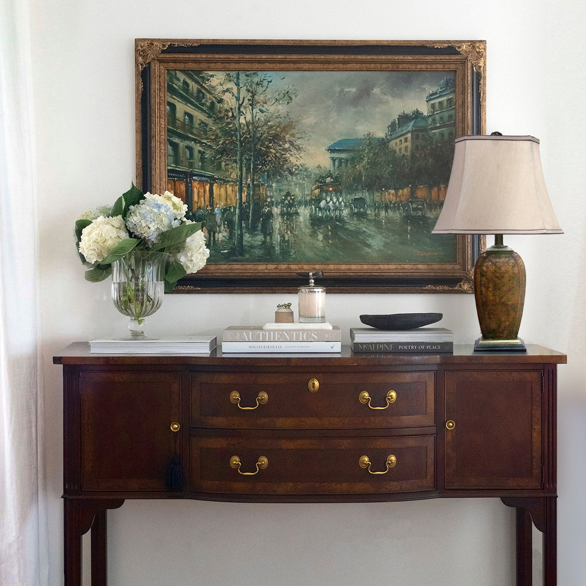 Lámpara de sobremesa clásica cobre envejecido