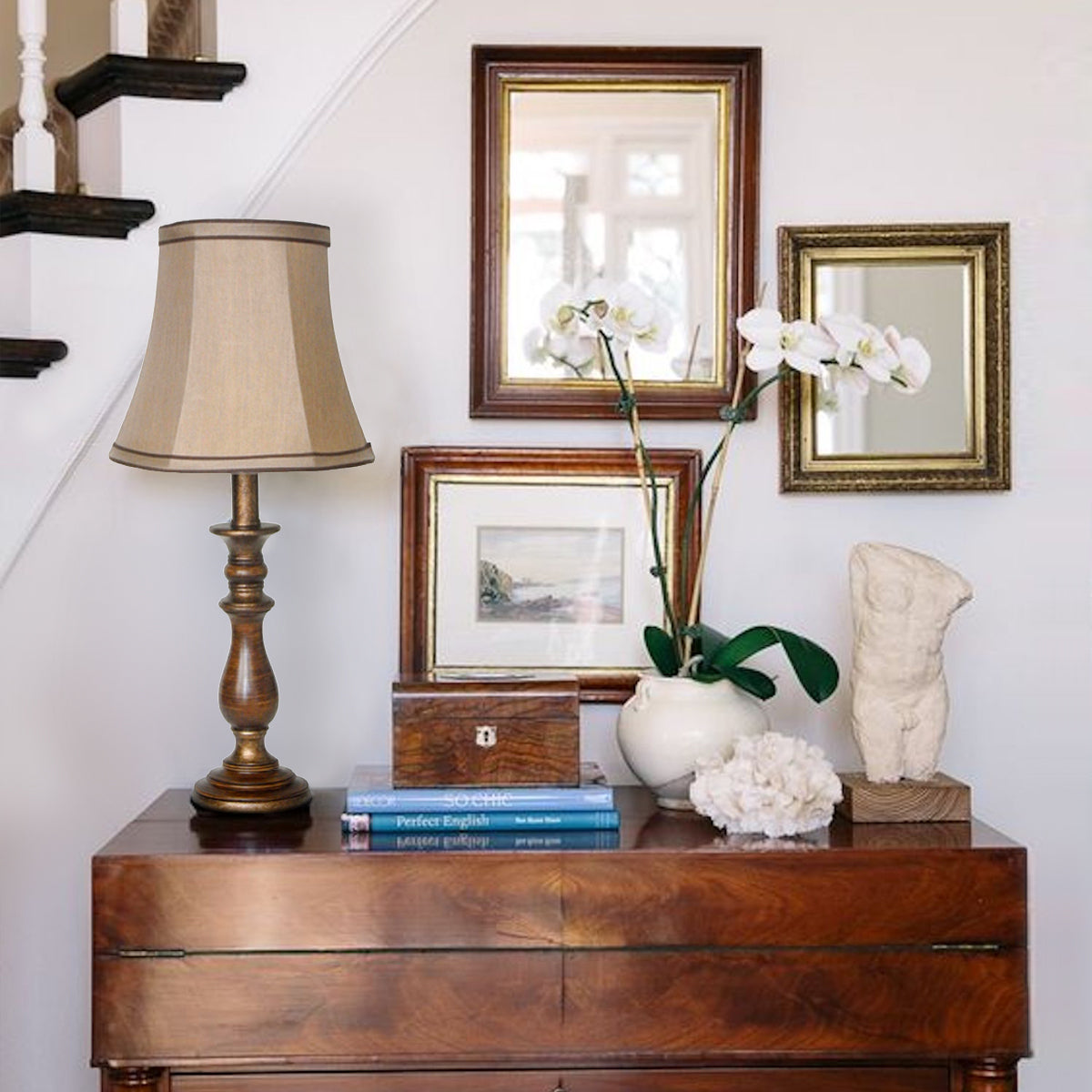 Lámpara de sobremesa clásica café envejecido