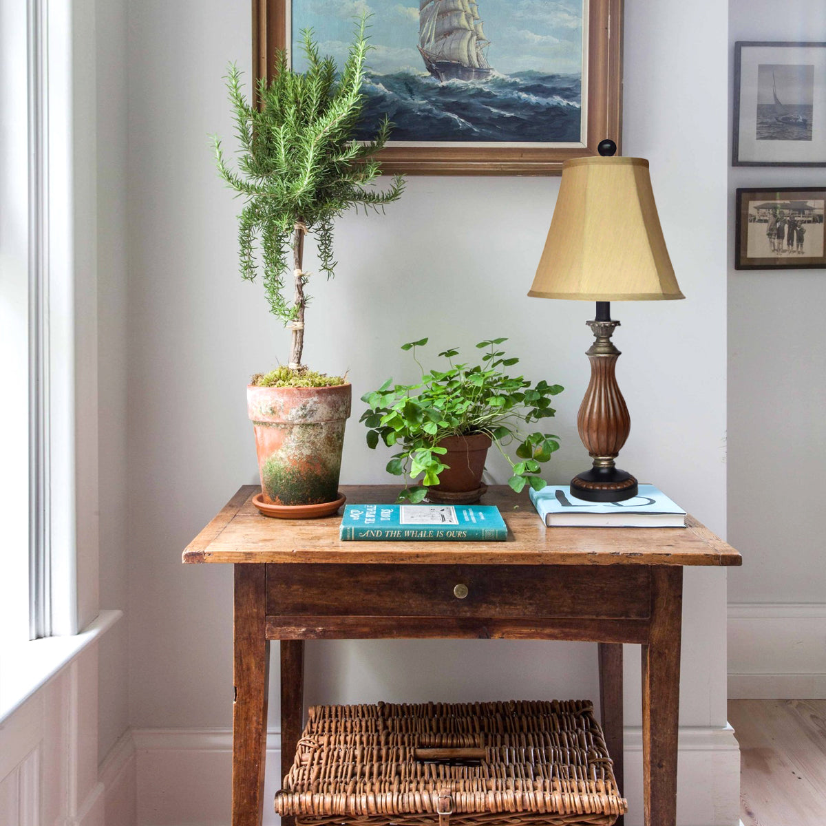 Lámpara de sobremesa clásica cobre envejecido