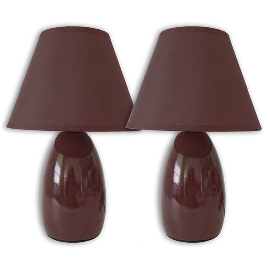 Set de dos lámparas de cerámica café chocolate