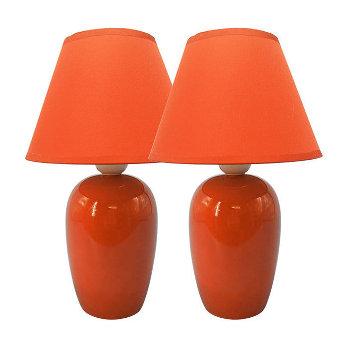 Set de dos lámparas de cerámica naranjo