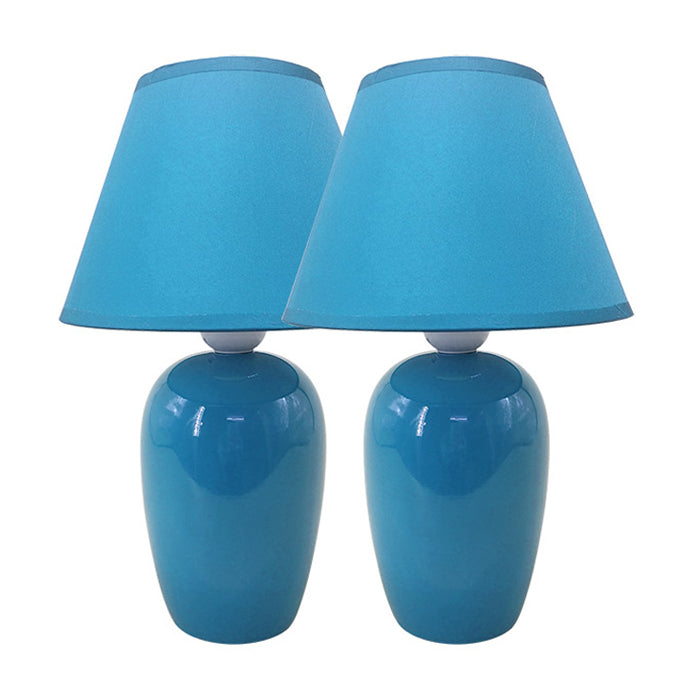 Set de dos lámparas de cerámica celeste turquesa