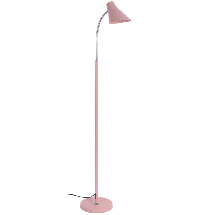 Lámpara de pie rosa con cabeza movible
